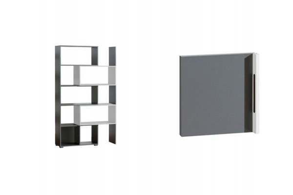 Bookcase CUBICO CU11 Anthracite / Aluminum + Door