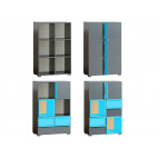 Bookcase CUBICO CU13 With Anthracite / Turquoise Extensions