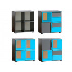 Bookcase CUBICO CU12 With Anthracite / Turquoise Extensions