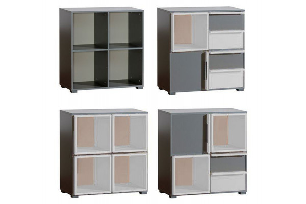 Bookcase CUBICO CU12 With Anthracite / Aluminum Extensions