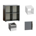 Bookcase Cubico With Anthracite / Aluminum Extensions