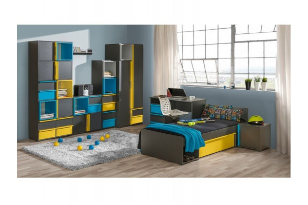 Modular Furniture Set CUBICO 7 - Anthracite / Yellow / Turquoise