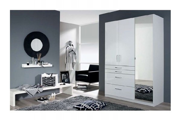 Alpine white hinged 3 doors wardrobe Homburg with mirror 