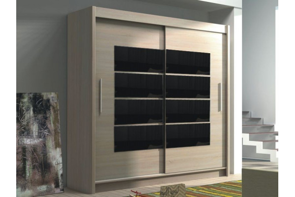  Wardrobe TORONTO Oak Sonoma + Black Gloss