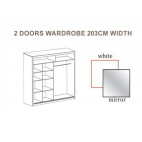 Wardrobe VISTA White Gloss-203cm Width