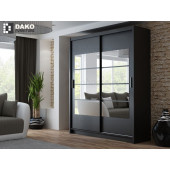 Wardrobes - Wardrobe TORONTO Black + Mirror