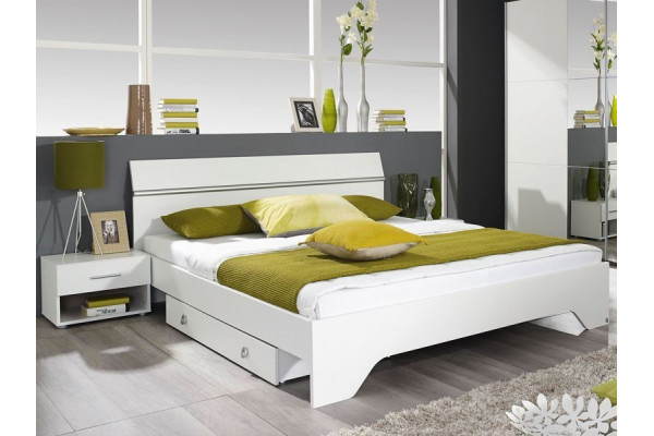 European Size King Size Bed With 2 Bedside Tables Felbach Alpine White