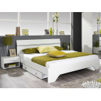 European Size King Size Bed With 2 Bedside Tables Felbach White