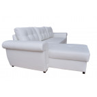 AMBER - white PU leather corner sofa bed