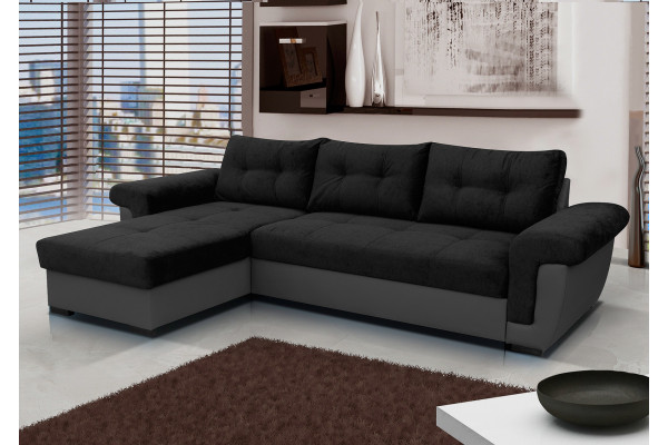 AMBER - sofa narożna z funkcją spania , czarna/szara