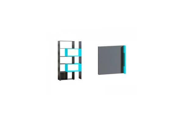 Bookcase CUBICO CU11 Anthracite / Turquoise + Door