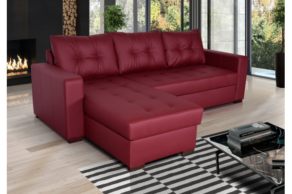 ONYX BURGUNDY - corner sofa bed - Stain resistant