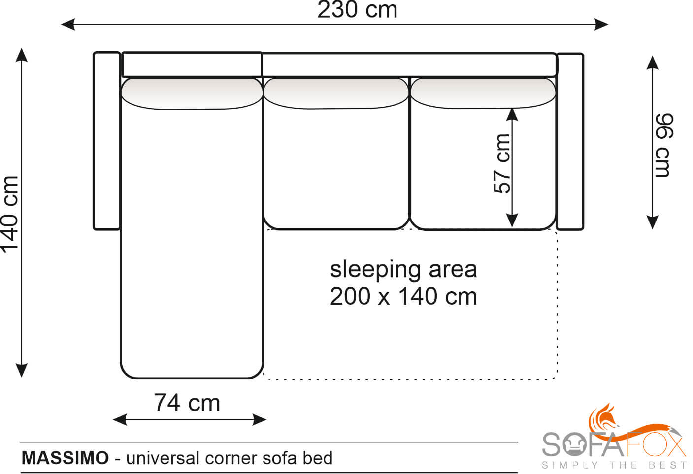 MASSIMO - Corner Sofa Bed Dimensions