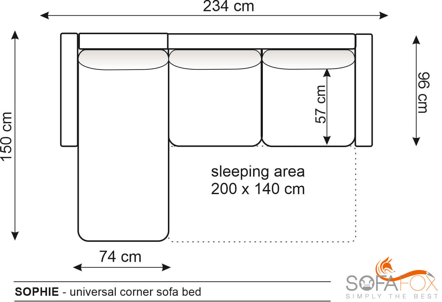 L shape sofa bed Dimensions