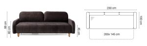 MARA - 3 seater sofa bed with storage