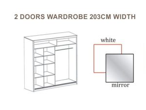 Wardrobe VISTA White Gloss-203cm Width