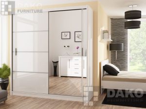 Wardrobe VISTA White Gloss-203cm Width