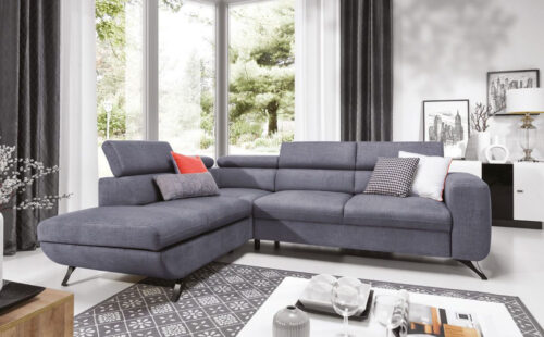 ARRATA - corner sofa bed with storage and adjustable headrests