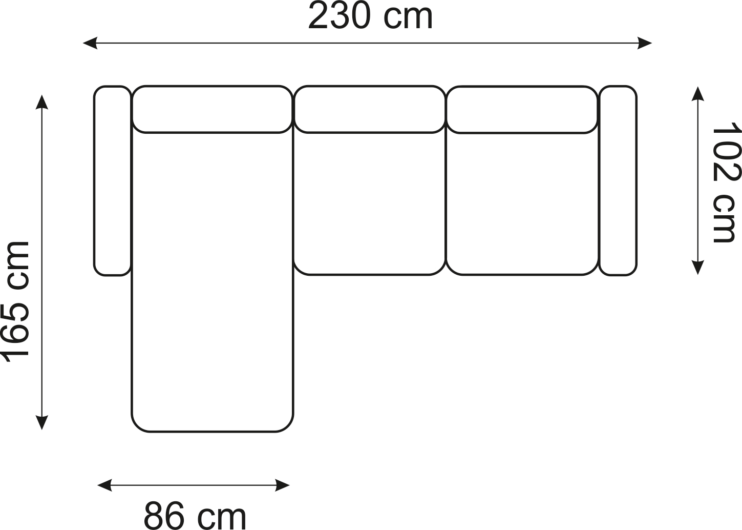 corner sofa Sidolo - dimensions