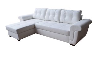 AMBER - white PU leather corner sofa bed