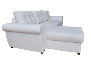 AMBER - white PU leather corner sofa bed